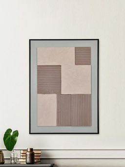 At Home by Nilkamal - Square Texture Canvas Wall Painting (Brown & Beige)