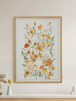 At Home by Nilkamal - 3D Flowers Canvas Wall Painting (Yellow)