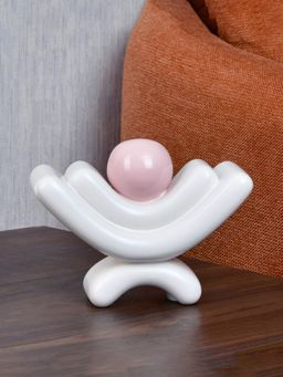 At Home by Nilkamal - Boat Arch With Ball Dolomite Showpiece (White)