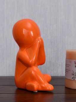 At Home by Nilkamal - Boy Speak No Evil Polyresin Decorative Showpiece (Orange)