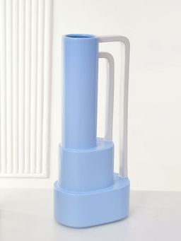 At Home by Nilkamal - Decorative 3 Layer Design Dolomite Vase with 2 Handles (Blue)