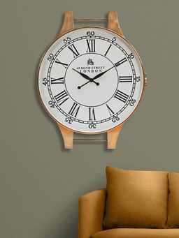 At Home by Nilkamal - Wrist Watch Shaped Analog Wall Clock (Gold)