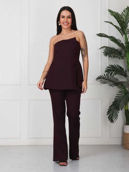 GAIIA - Women Dark Wine Solid Vanilla- Strapless Co-Ord Set