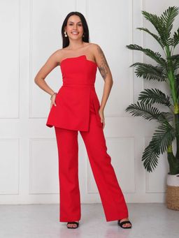 GAIIA - Women Red Solid Vanilla- Strapless Co-Ord Set