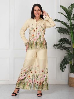 GAIIA - Women Beige Floral Printed Co-Ord Set