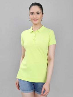 Monte Carlo - Women Green Regular Fit Solid Polo T-shirt