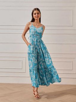 STREET 9 - Women Blue Floral Printed Maxi Dress