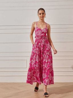 STREET 9 - Women Magenta Floral Printed Maxi Dress