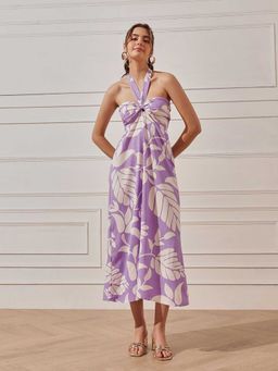 STREET 9 - Women Lavender Printed Halter Neck Dress