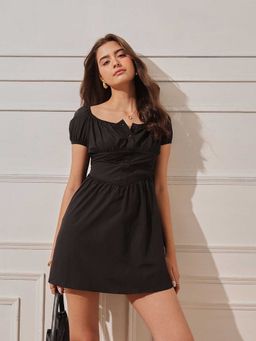 STREET 9 - Women Black Solid Corset Dress