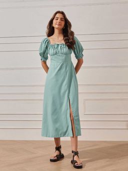 STREET 9 - Women Blue Solid Slit Midi Dress