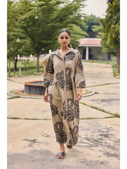 sencei - Women Beige Embroidered Long Dress