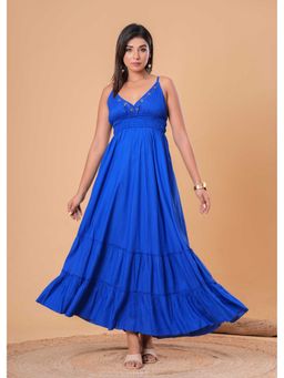 sencei - Women Electric Blue Flare Maxi Dress
