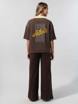 U.S. POLO ASSN. - Women Brown Text Printed Co-Ord Set