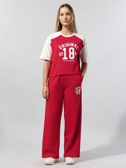 U.S. POLO ASSN. - Women Red Colorblock Relaxed Fit Co-Ord Set
