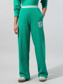 U.S. POLO ASSN. - Women Green High Rise Solid Casual Trouser