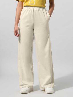 U.S. POLO ASSN. - Women Off White Solid Wide Leg Casual Trouser