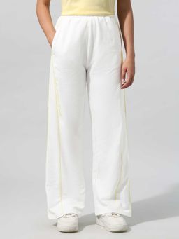 U.S. POLO ASSN. - Women White High Rise Wide Leg Casual Trouser