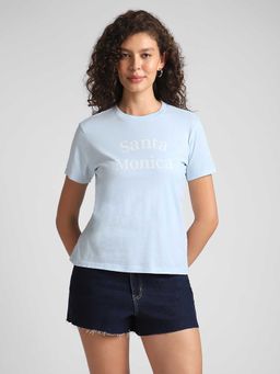 American Eagle - Women Blue Text Printed T-shirt