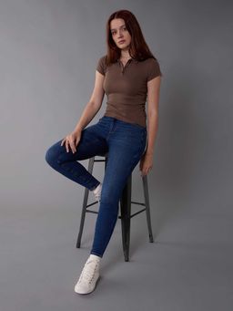 American Eagle - Women Brown Solid Hey Baby T-shirt