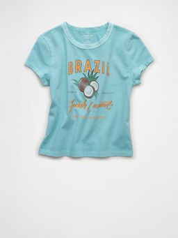 American Eagle - Women Blue Graphic Printed T-shirt