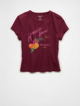American Eagle - Women Maroon Graphic Printed T-shirt