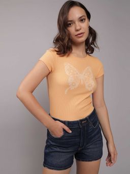 American Eagle - Women Mustard Graphic Printed T-shirt