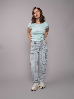 American Eagle - Women Blue Graphic Printed T-shirt