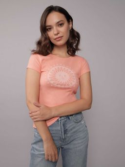 American Eagle - Women Peach Graphic Printed T-shirt