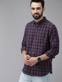 The Bear House - Men Multicolour Slim Fit Checked Fannel Casual Shirt