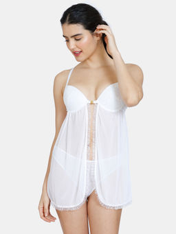 Zivame - Lace Baby Doll With Thong - - White