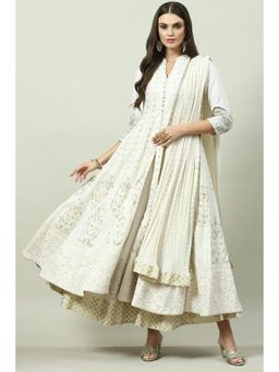 Biba - Off White Embroidered Lehenga (Set of 3)