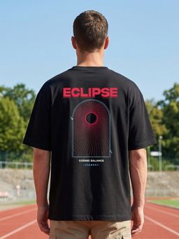 Nobero - Men Oversized Graphic Printed Black T-shirt