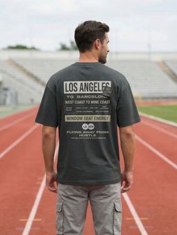 Nobero - Men Oversized Graphic Printed Grey T-shirt