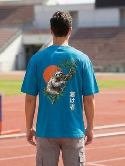 Nobero - Men Oversized Graphic Printed Green T-shirt