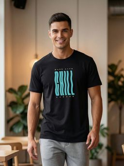 Nobero - Men Regular Fit Printed Black T-shirt