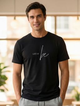 Nobero - Men Regular Fit Printed Black T-shirt