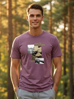Nobero - Men Regular Fit Printed Purple T-shirt