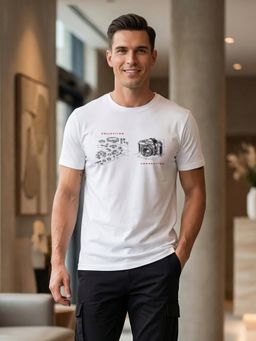 Nobero - Men Regular Fit Printed White T-shirt