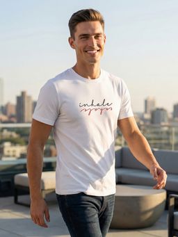 Nobero - Men Regular Fit Printed White T-shirt