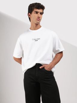 Calvin Klein - Logo Relaxed Fit Men White Cotton T-Shirt