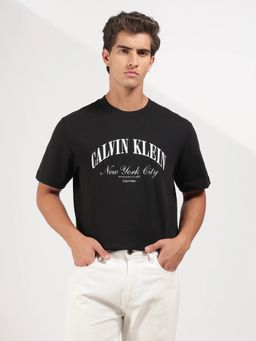 Calvin Klein - Logo Relaxed Fit Men Black Cotton T-Shirt