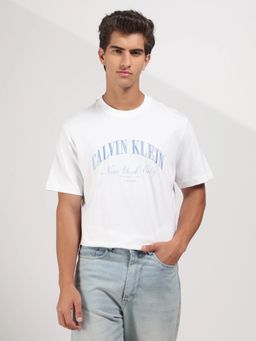 Calvin Klein - Logo Relaxed Fit Men White Cotton T-Shirt