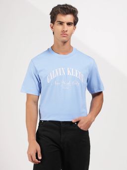 Calvin Klein - Logo Relaxed Fit Cotton Men Blue T-Shirt