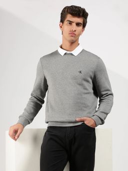 Calvin Klein - Solid Regular Fit Cotton Grey Sweatshirt