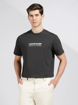 Calvin Klein - Logo Relaxed Fit Men Black Cotton T-Shirt