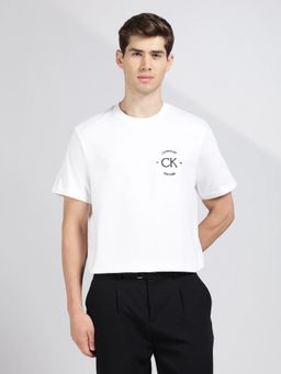 Calvin Klein - Logo Relaxed Fit Men White Cotton T-Shirt
