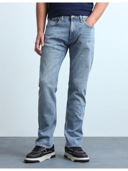 Flying Machine - Men Blue Straight Fit Whiskered Jeans