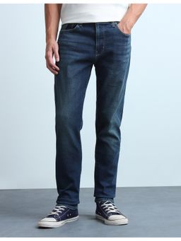Flying Machine - Men Blue Slash Slim Fit Whiskered Jeans