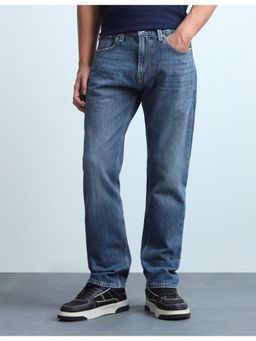 Flying Machine - Men Blue Straight Fit Whiskered Jeans
